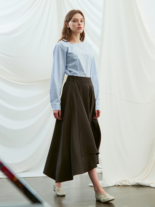 flared wrap skirt (charcoal)