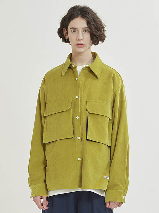 Layer Pocket 16s Corduroy Shirts-Jacket (m.green)