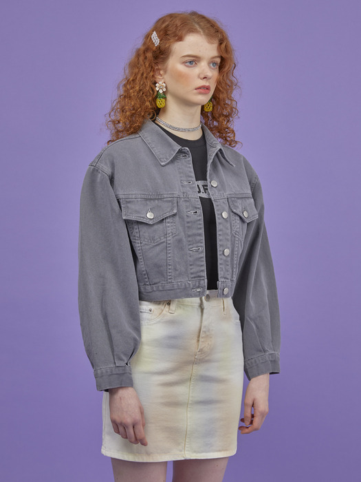 Chacol Garment Dying Crop Trucker Jacket
