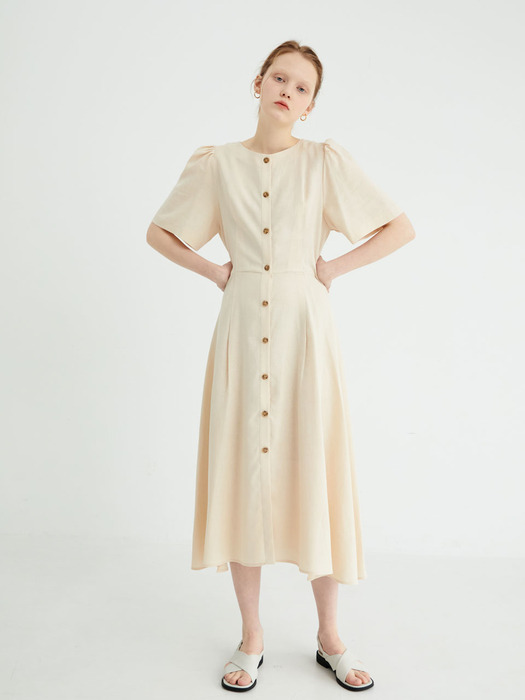 20 SPRING_Vintage Cream Flare Dress 