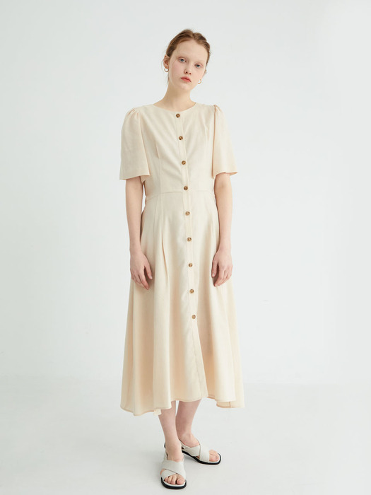 20 SPRING_Vintage Cream Flare Dress 