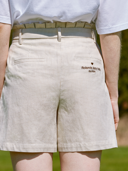 rolarola★人気★SET-UP CHECK BELT BERMUDA SHORTS★PT-20342 로라로라](PT-20342) SET-UP CHECK BELT BERMUDA SHORTS BEIGE