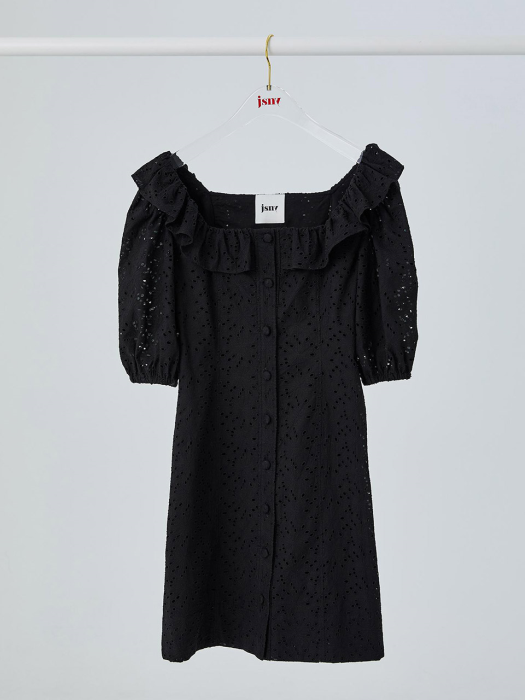 Ruffle-neck Dress [Black] JSDR0B911BK