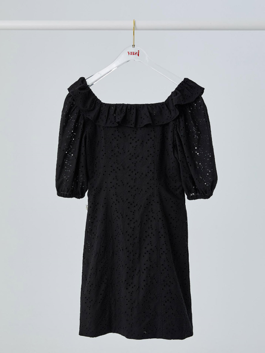 Ruffle-neck Dress [Black] JSDR0B911BK