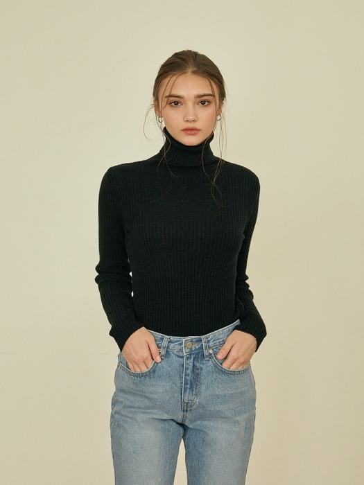 simple golgi turtleneck knit [black]