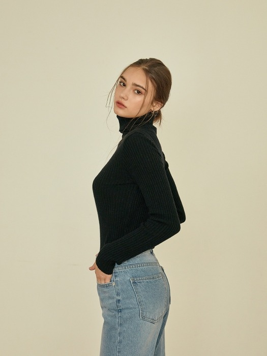 simple golgi turtleneck knit [black]