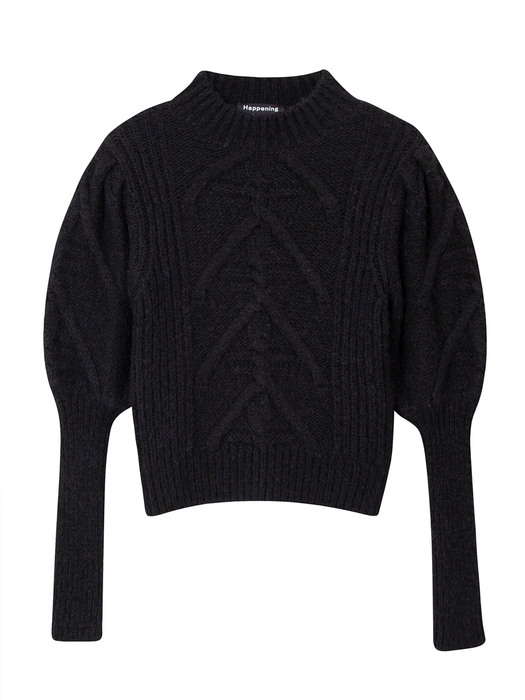 CABLE KNIT PULLOVER (BLACK)
