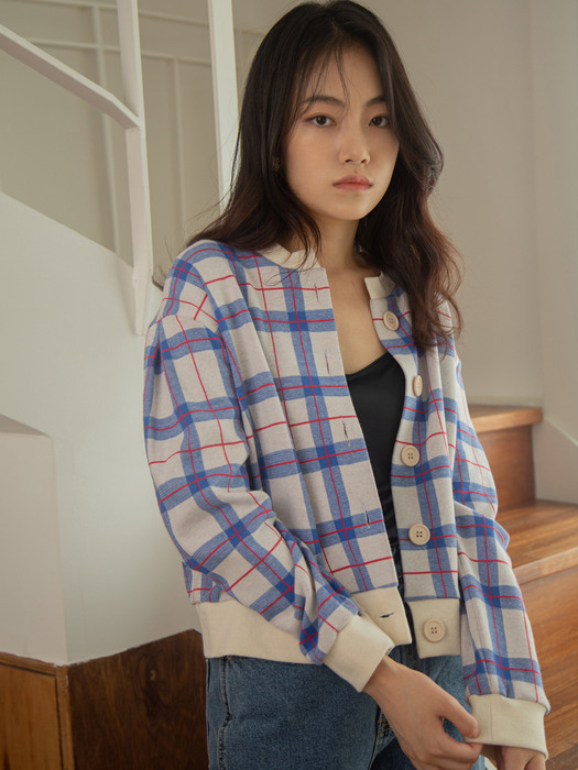 Jimmy Checked Cardigan_blue