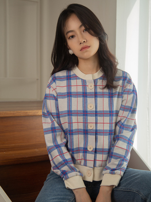 Jimmy Checked Cardigan_blue