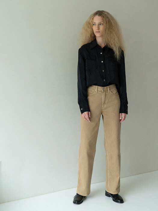 loose-fit dying pants (camel)