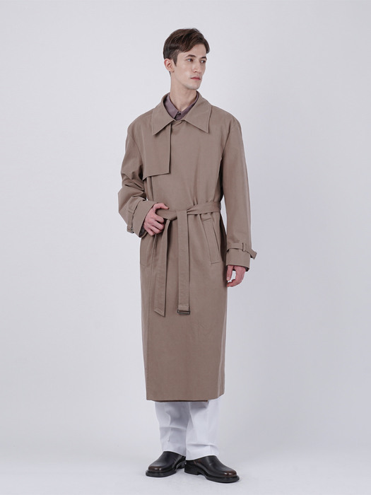 BUTTONLESS FLAP TRENCH COAT_BEIGE