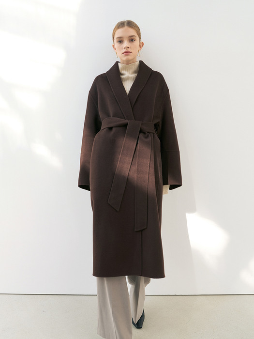 CASHMERE MUFFLER COAT [HAND MADE] BROWN