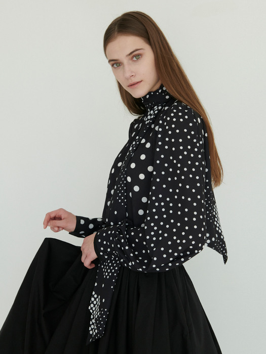 Dot scarf blouse (Black)