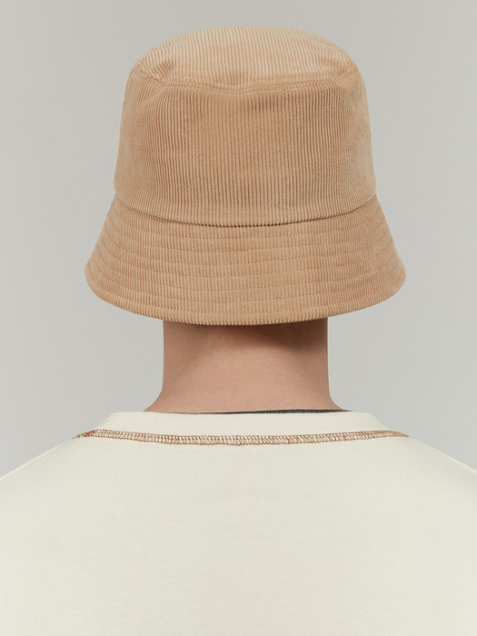 LABEL POINT CORDUROY BUCKET HAT [BEIGE]