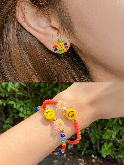 [2SET]Smile earring +Always smile bracelet set