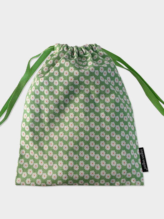 80 green flower string pouch m
