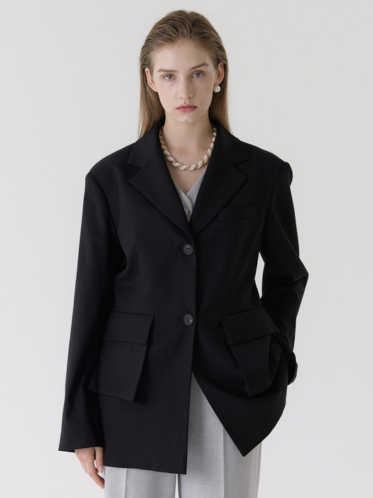 classic wool blazer (black)