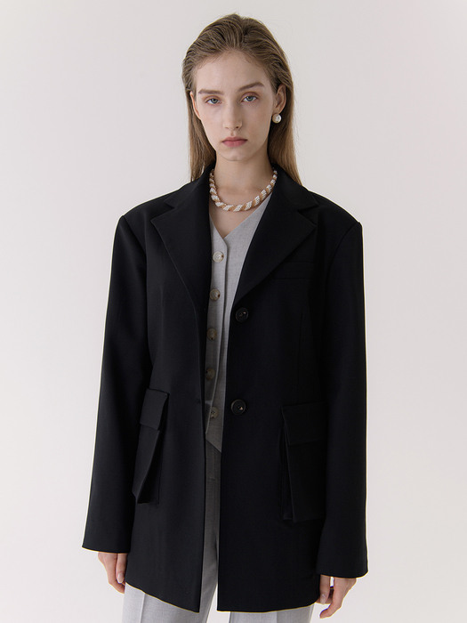 classic wool blazer (black)