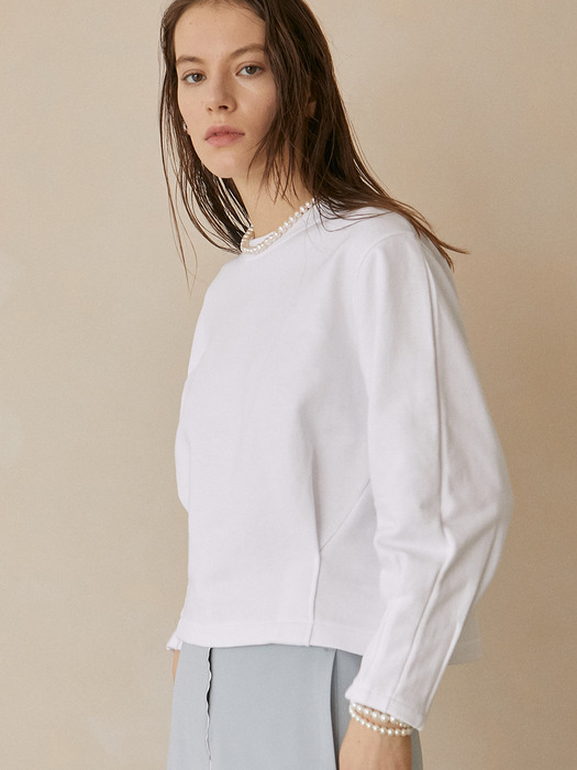 Lea Dart Sleeve Sweat Shirt_Off White