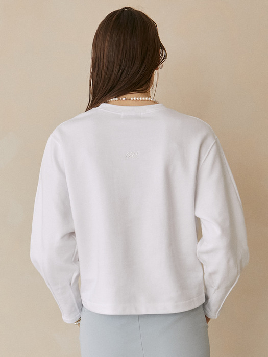 Lea Dart Sleeve Sweat Shirt_Off White