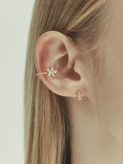 [단독] 14k gold triple flower onetouch earring (14k 골드) b06