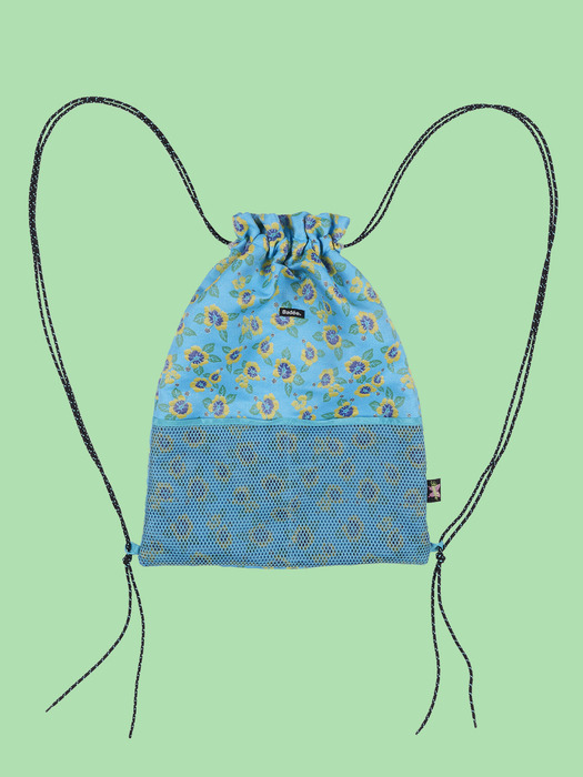 FLOWER JACQUARD DRAW STRING BAG [DODGER BLUE]