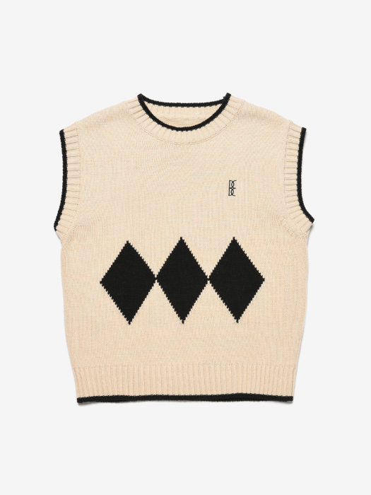 BENSIMON ARGYLE KNIT VEST (FOR WOMEN) - BEIGE