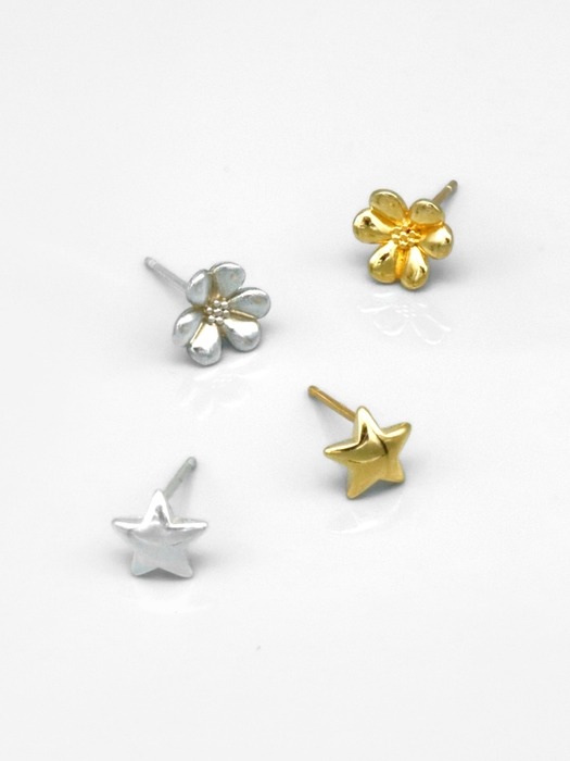 Mini star flower simple silver Eearings 미니 별 꽃 심플 은침 귀걸이
