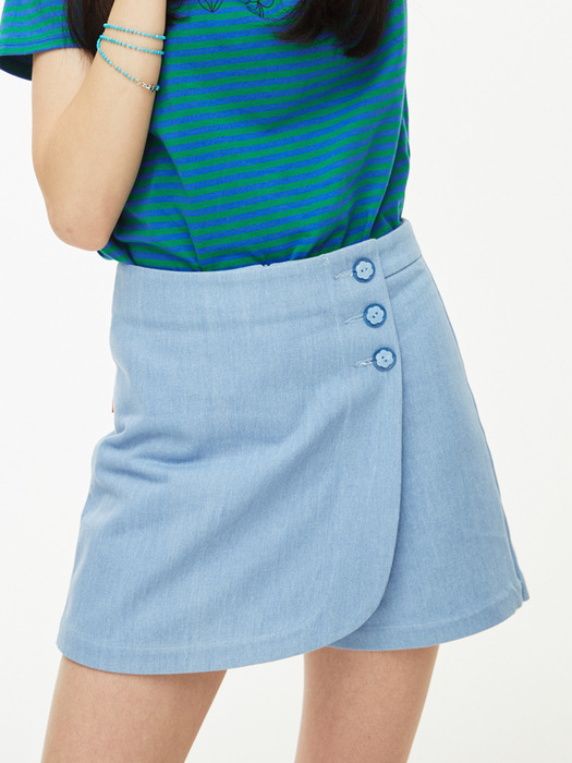 Rose Denim Skirt Pants [LIGHT BLUE]