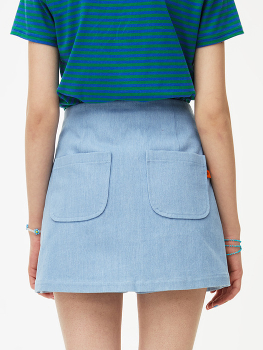 Rose Denim Skirt Pants [LIGHT BLUE]