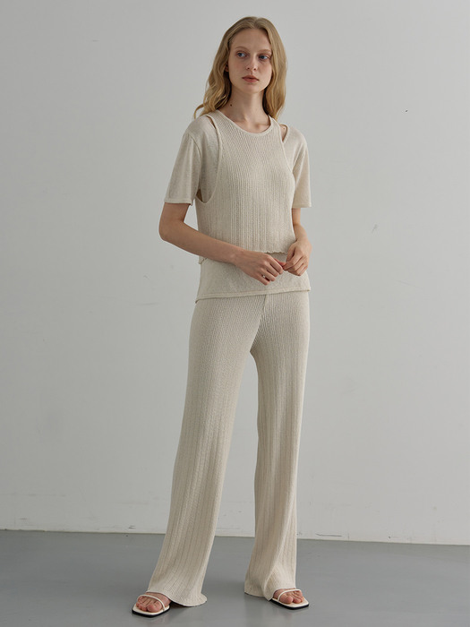 Linen Ribbed Pants (Ivory)