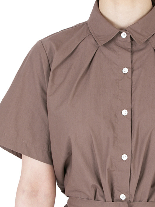 OBLONG PLEATED SHIRT - BROWN