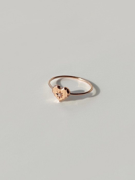 Mini heart texture ring(14k gold)