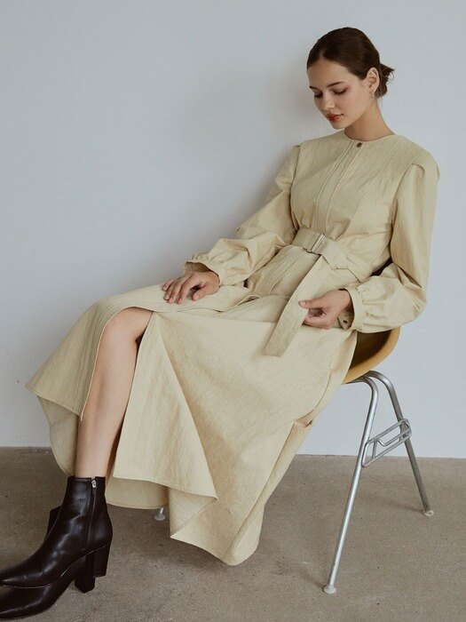 Belted trench long ops (beige)