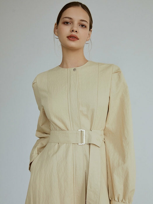 Belted trench long ops (beige)