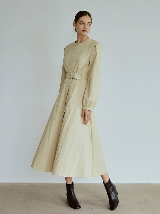 Belted trench long ops (beige)