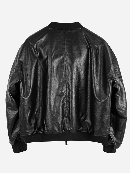REVERSIBLE LEATHER MA-1 - BLACK