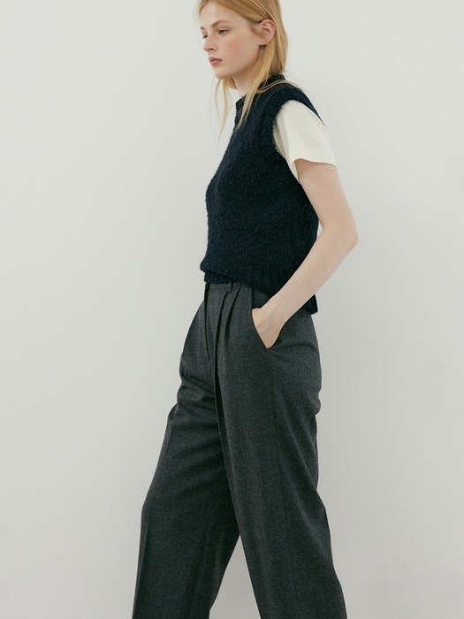 wool tuck pants (grey)