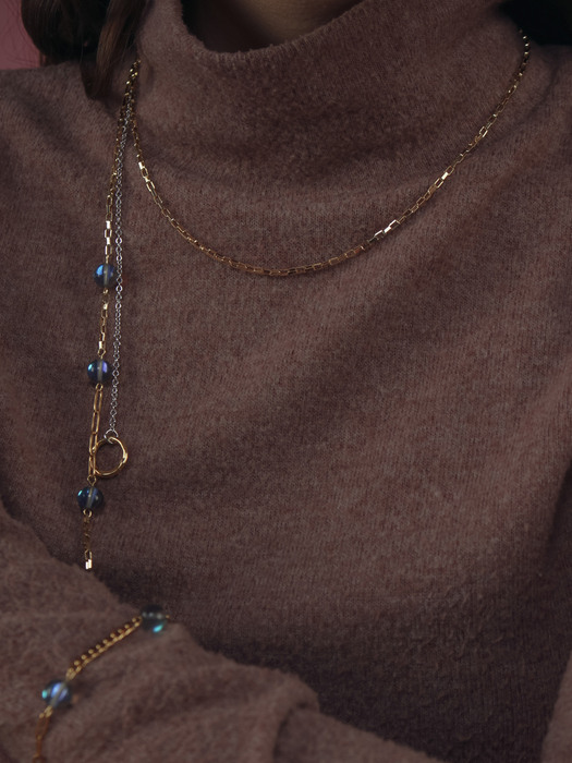 Moonstone double drop chain necklace
