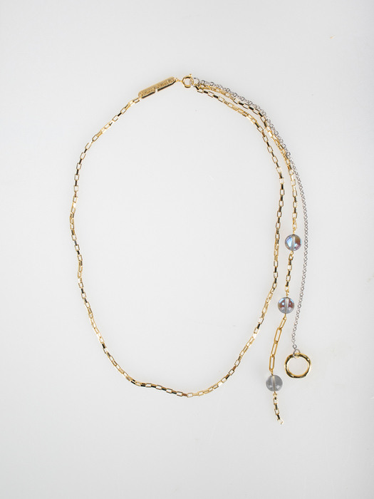 Moonstone double drop chain necklace