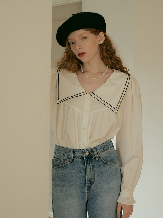 BELL COLLAR COTTON BLOUSE - IVORY