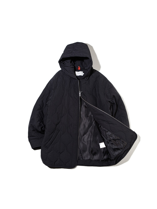 HOODED QUILTING JACKET (Black)