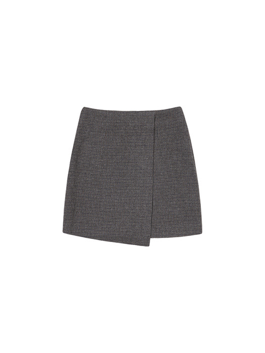 SI ST 9007 Wool Blend Wrap Mini Skirt_Multi charcoal