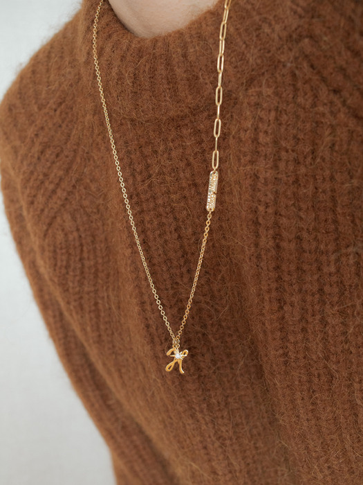 Initial with full chain holiday necklace