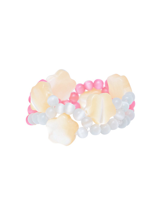 Half Beads Ring (Pink&White)