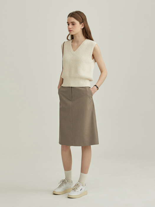 A-LINE MIDI SKIRT SOFT GREIGE_UDSK2A204I1