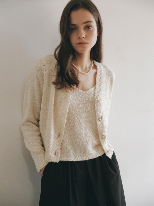CRUMBLE KNIT CARDIGAN SET_IVORY (EEOP1CDR02W)