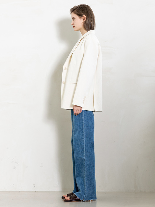 Semi Oversized Linen Cotton Jacket_Ivory