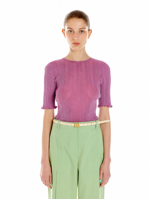 UTIL Pleated Knit Top - Pink