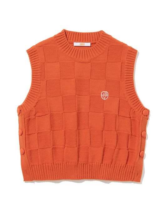 Rose Jacquard Knit Vest [ORANGE]